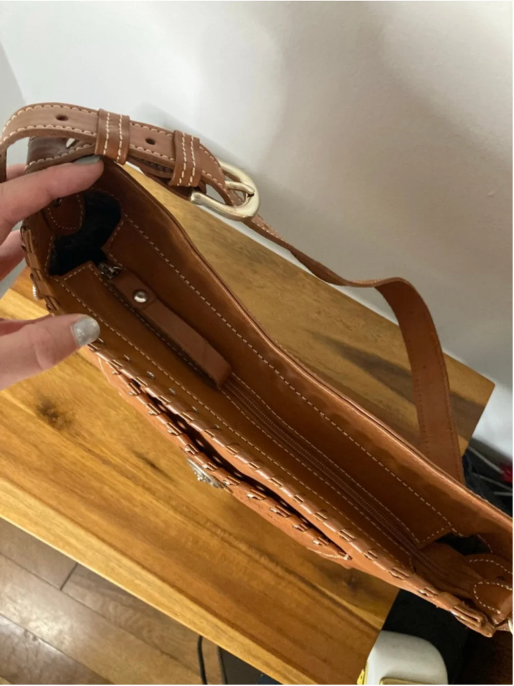 American West Harvest Moon Zip-Top Shoulder Bag Leather 30th Anniversary EUC